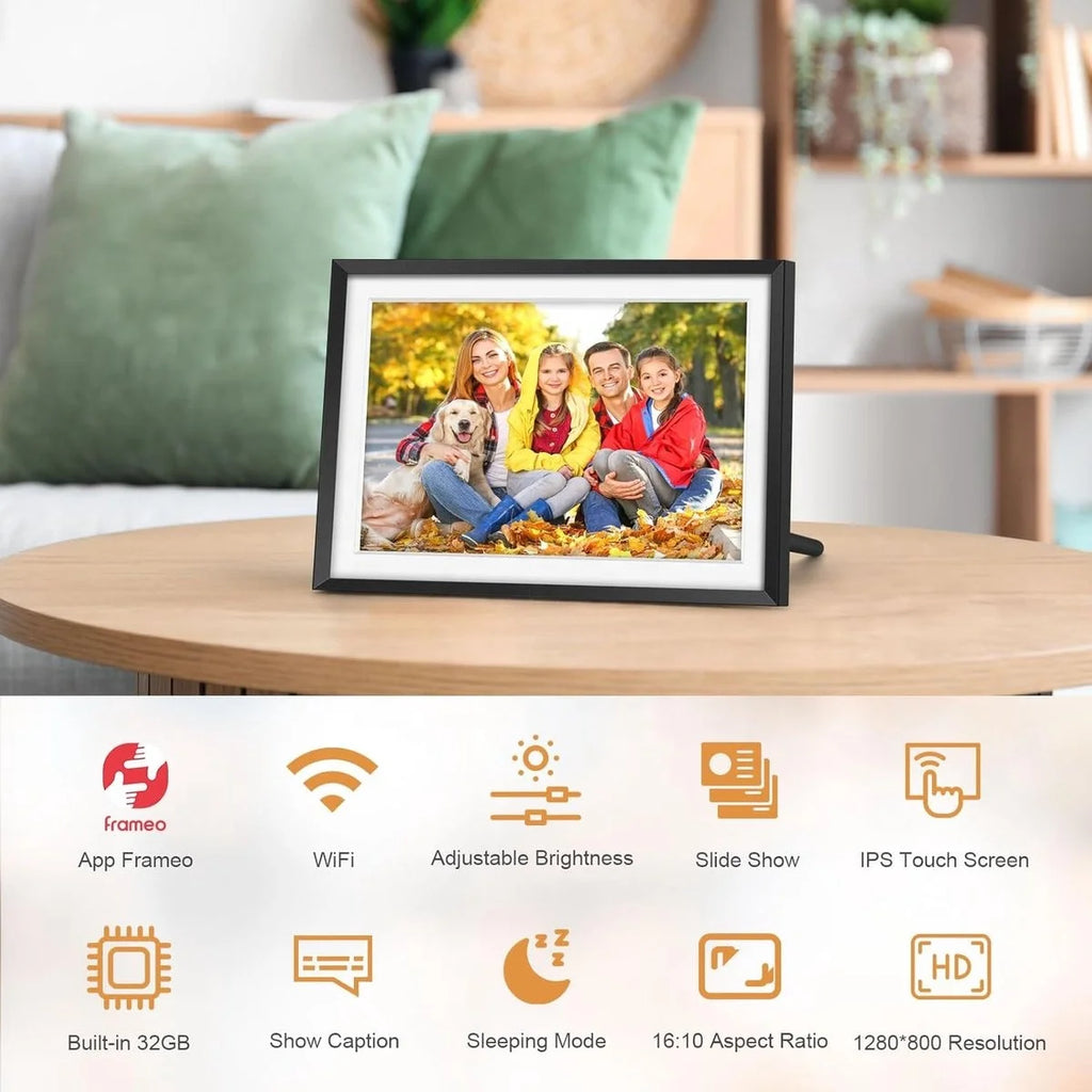 Frameo Digital Picture Frame 10.1 Inch Smart WiFi Digital Photo Frame 32GB with IPS Touch Screen, Easy to Share Photos or Videos