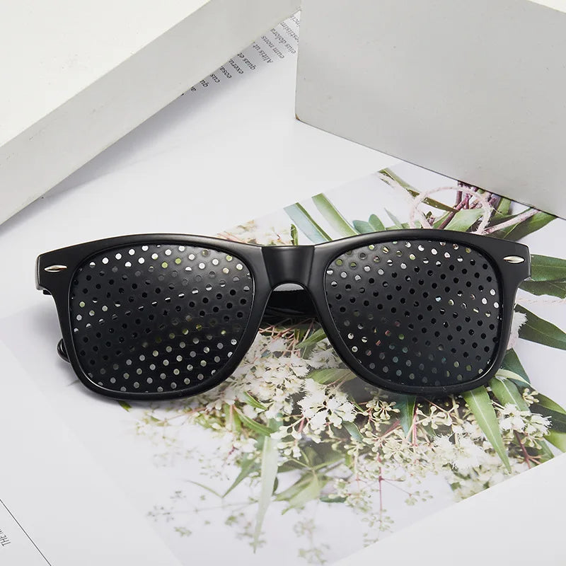 Black Eyesight Improvement Care Exercise Eyewear Glasses Training Cycling Eyewear Pin Small Hole Sunglass Camping Eyeglasses