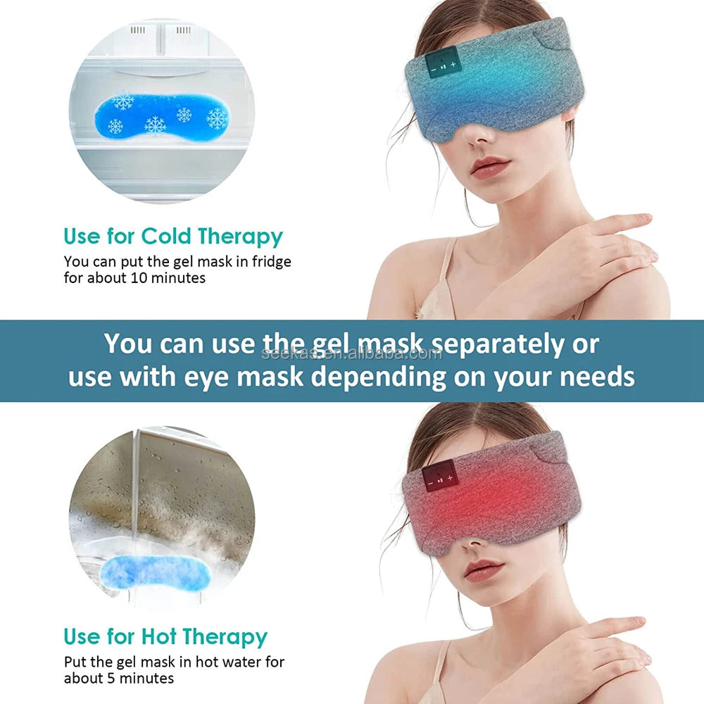 Bluetooth Sleep Mask With Thin Speakers Sleepmask With V5.2 Wireless Headphones 35 Hours Playtime for Side Sleeper Drop Shipping