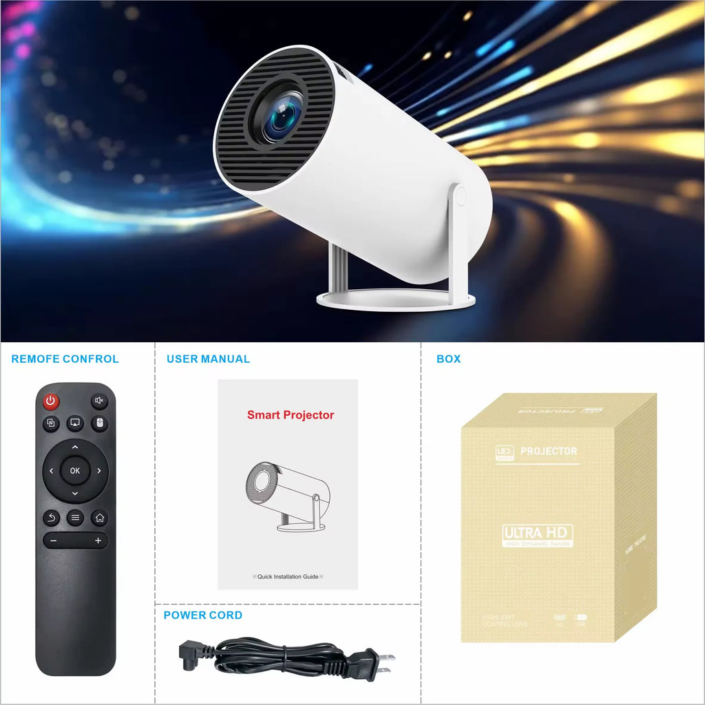 Hy300 Video Projector Screen Newest Smart Home Theater Projecteur Portable Auto HD Proyector Mini Projector