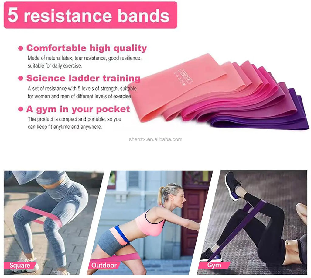 Resistance Bands New Gradient Elastic Workout Mini Bands Natural Latex Loop Band for Working Out Physical Therapy