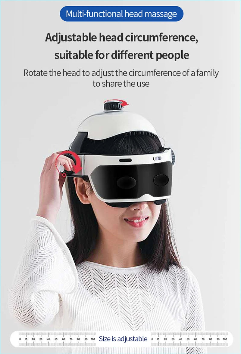 Electric Head Massager Home Relaxing Scalp Automatic Hot Compress Bluetooth Music Function Headache Air Kneading Massager Helmet