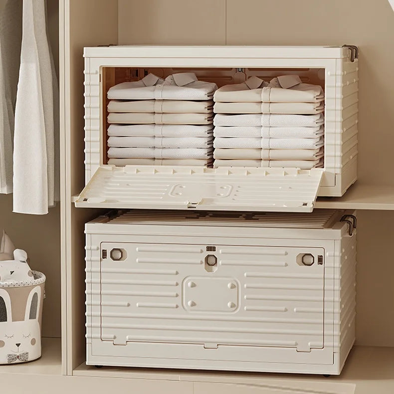 Foldable Storage Box Transparent Black Wardrobe Closet Organizer Stackable Toy Storage Foldable Plastic Storage Box