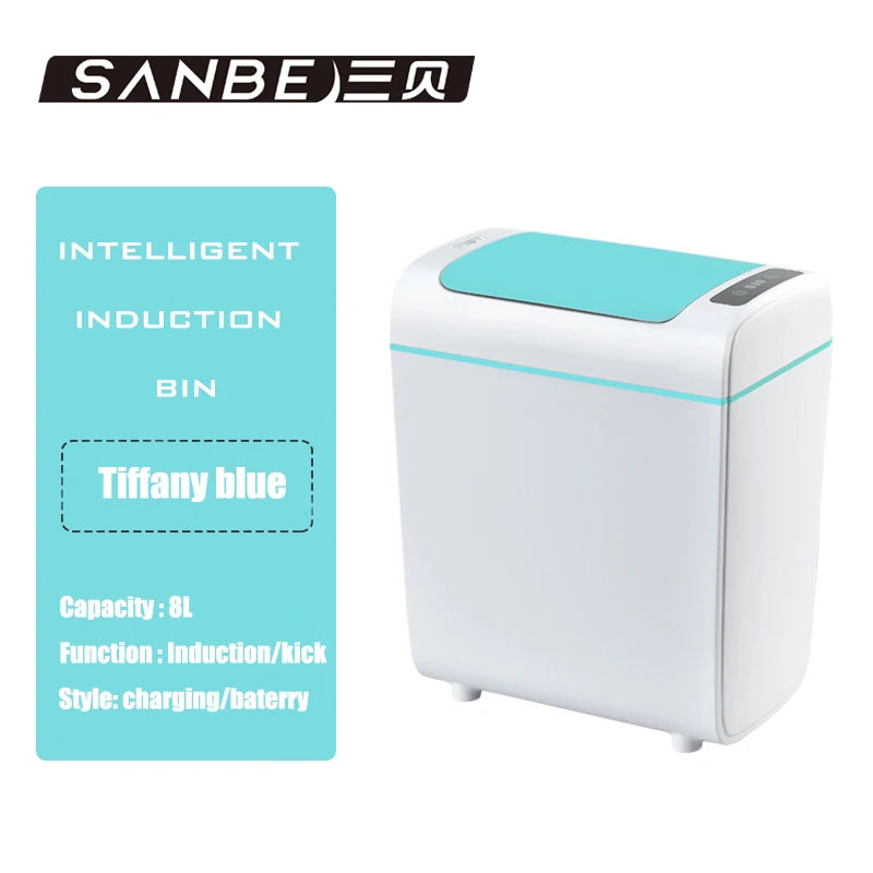 Plastic Led Smart Trash Can Sensor-type Smart Bin Intelligent Automatic  Kitchen Garbage Bin Touch-Free Garbage Can with Lid