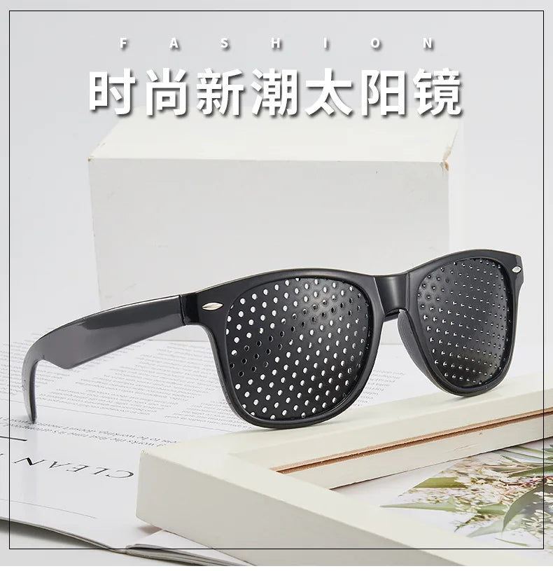 Black Eyesight Improvement Care Exercise Eyewear Glasses Training Cycling Eyewear Pin Small Hole Sunglass Camping Eyeglasses