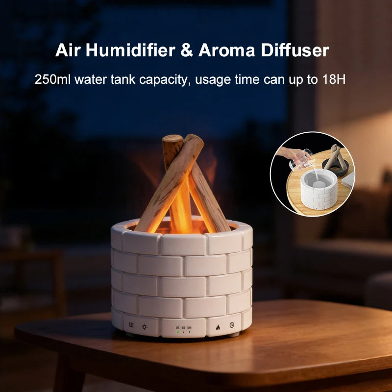 Smart Electronic USB Simulated Fire Aroma Diffuser Essential Oil Ultrasonic Flame Humidifier