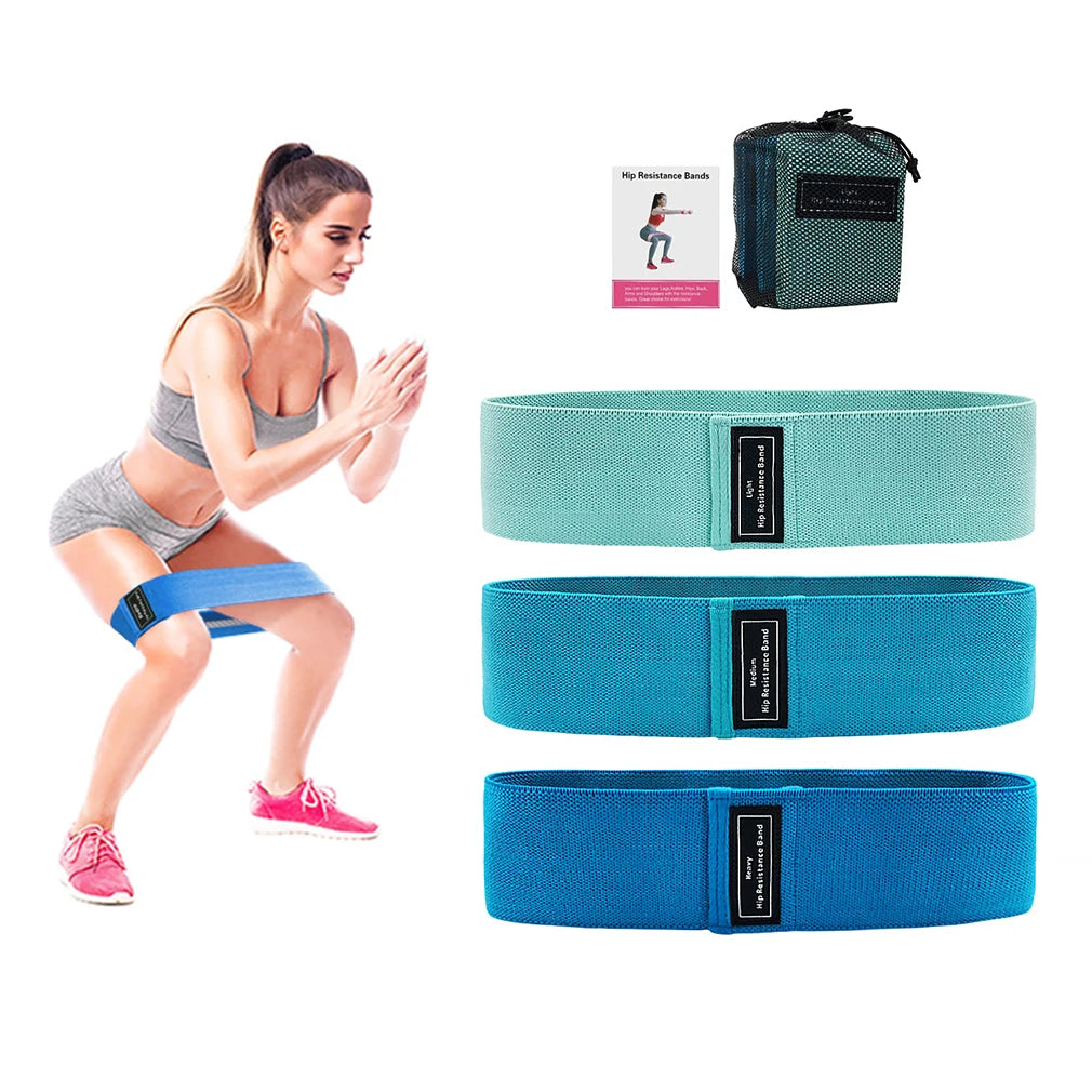 Zakerda Set of 3 Fabric Loop Resistance Bands Elastic Hip Fitness Body Building Training Yoga  Stretch Bands for Exercise