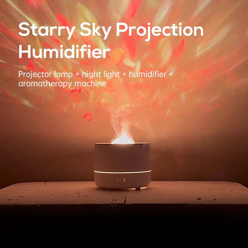 2026 New Starry Sky Projection Aroma Diffuser Gift USB Plug-In Fog Type Rechargeable Household Ultrasonic Button-Type Hotel Car