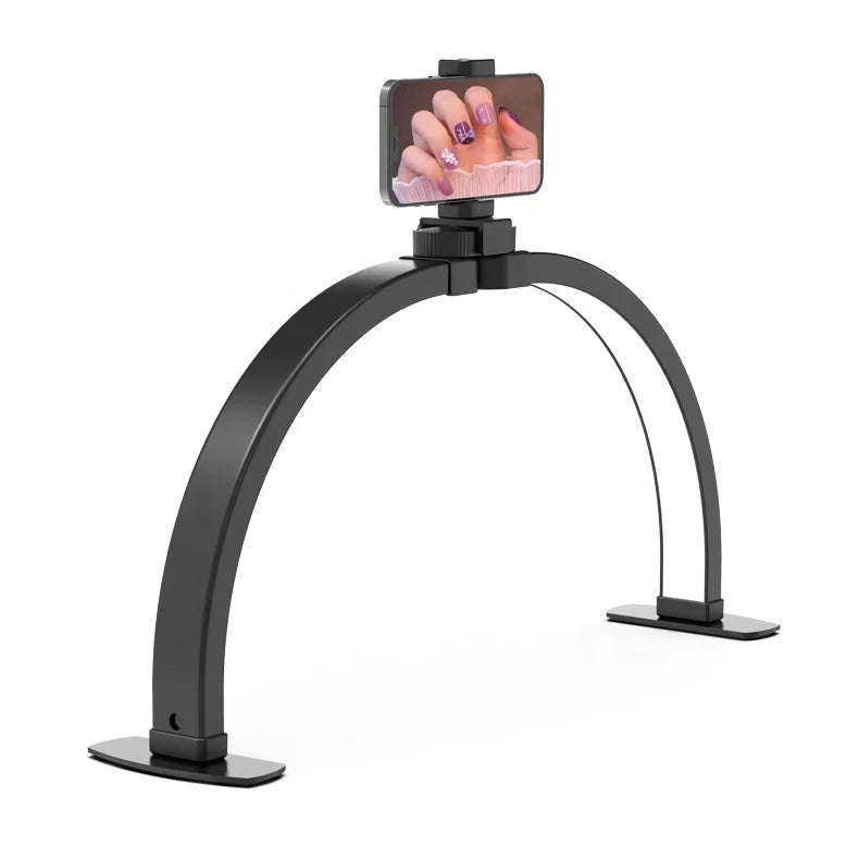 Folding Arch Half Moon Ring Light Beauty Clinic Manicure 3 Lighting Modes Stepless Dimmable Led Nail Desk Lamp With Phone Stand