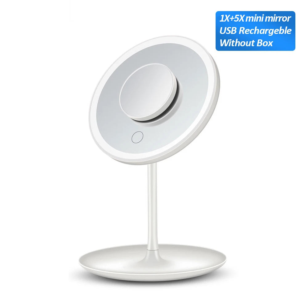 LED Makeup Mirror 1X 5X Magnification Rotating Portable Double Sided Cosmetic Mirrors With LED Light Lamp Dressing Vanity Mirror