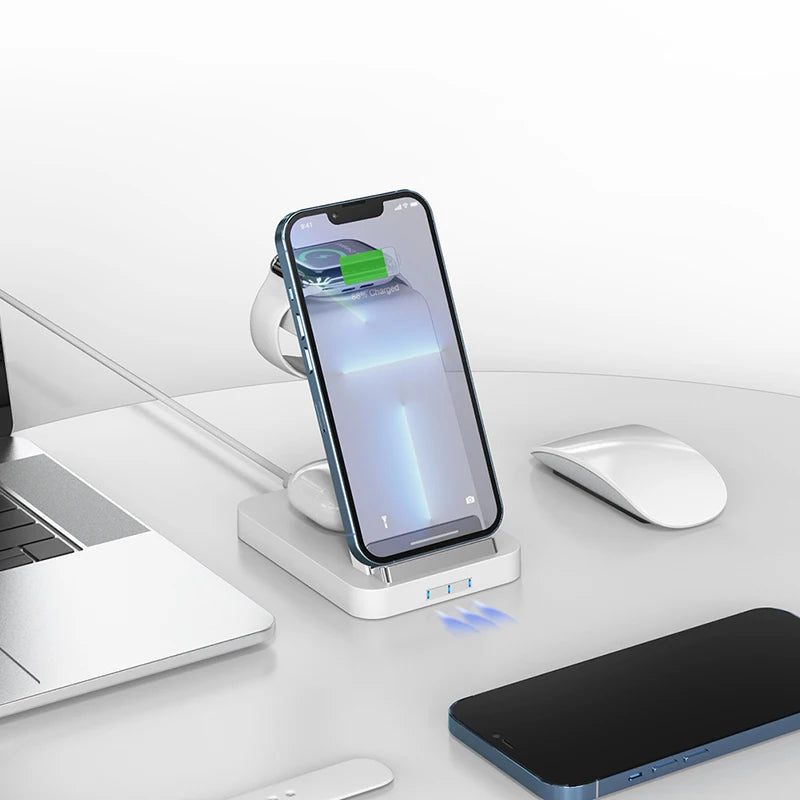 Funxim S5 Smart Technology Magnetic 3-in-1 Wireless Charger Fast Charging Earphone Smart Watch iPhone CE RoHS Certified Hot