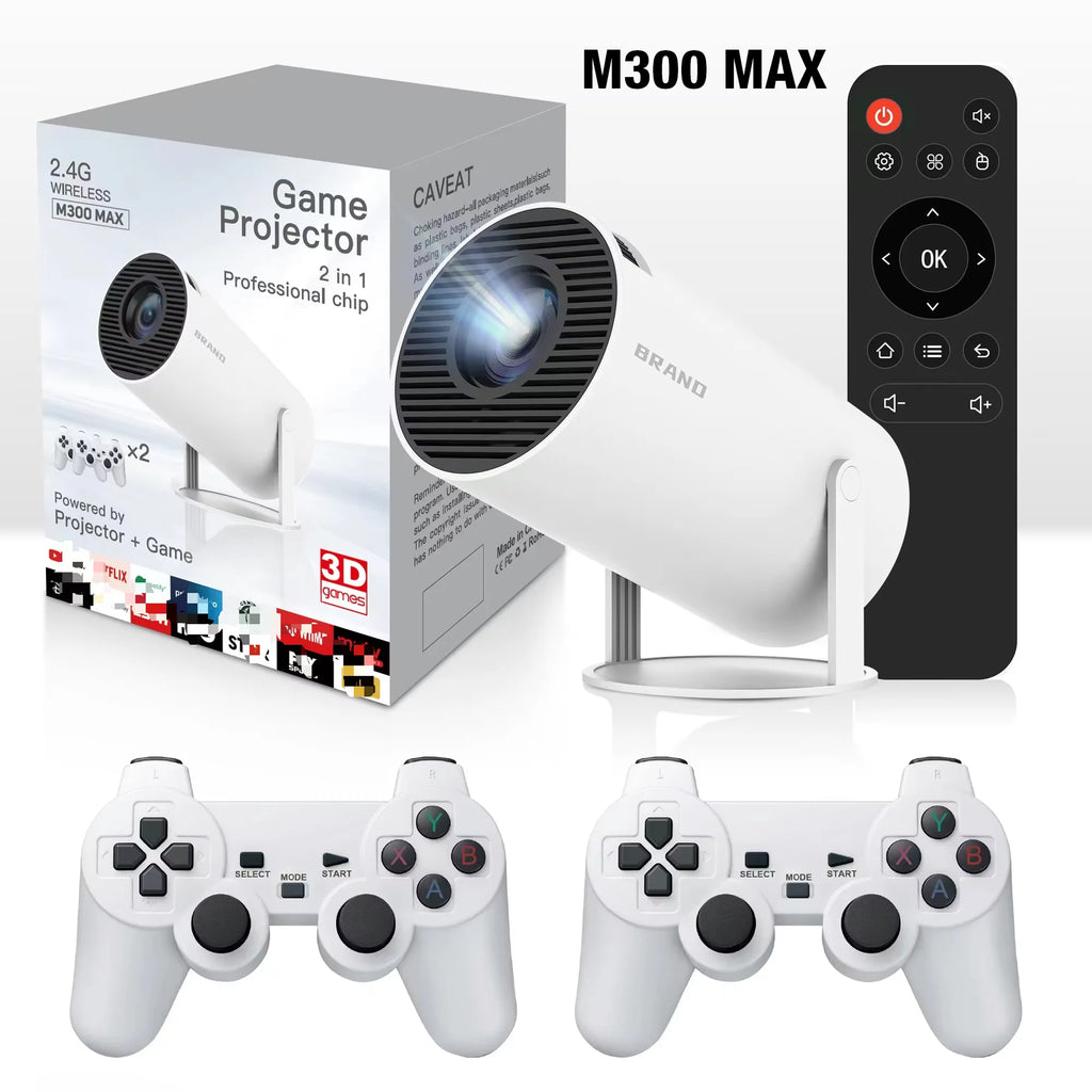 M300max Game Projector 2 in 1 Controller Gamepad Android 11 5G WIfi Playstore Home Cinema Outdoor Portable Mini Projector