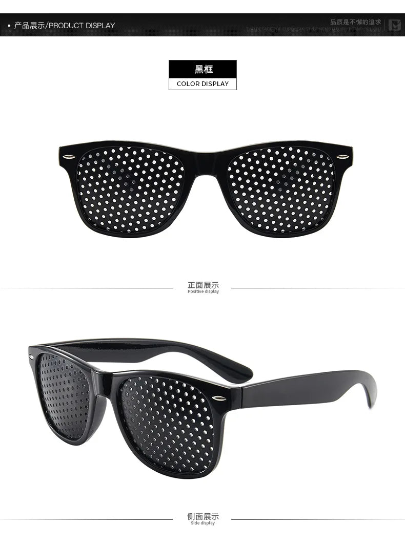 Black Eyesight Improvement Care Exercise Eyewear Glasses Training Cycling Eyewear Pin Small Hole Sunglass Camping Eyeglasses