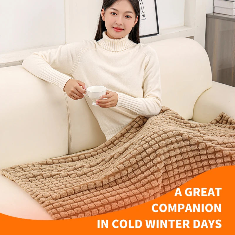 USB Cordless Electric Heated Blanket 3 Heat Settings Washable Winter Shawl Wrap Wearable Heated Blanket