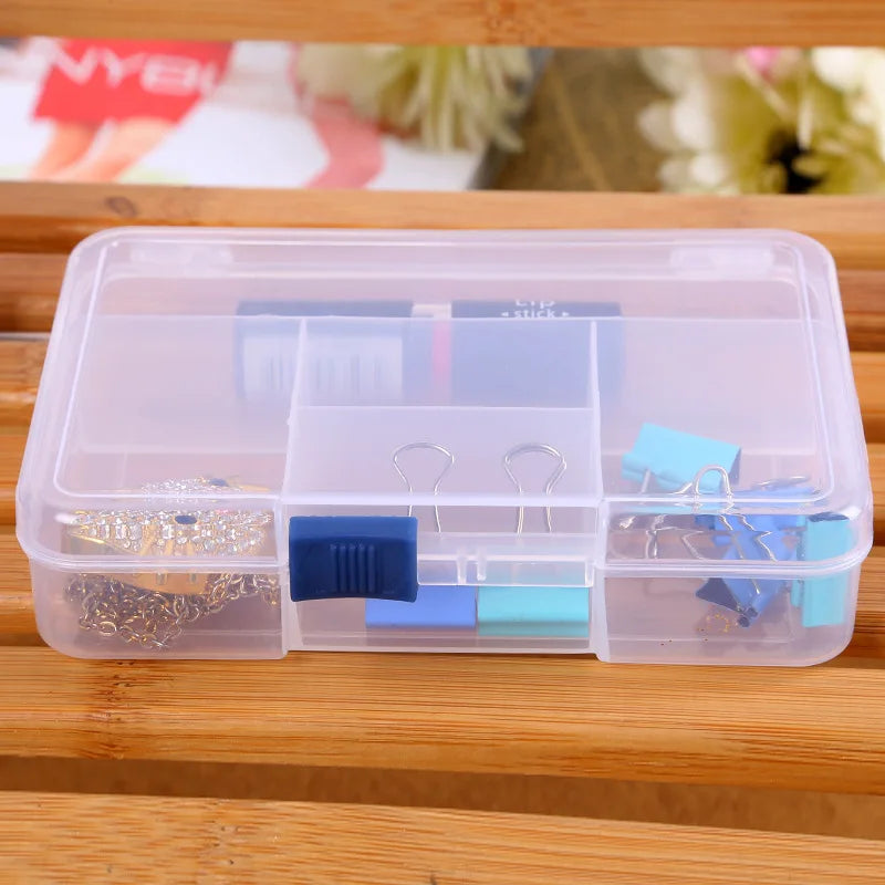 Jewelry Organizer Box 5 Grids Plastic Storage Box Case Portable Earring Bead Screw Display Organizer Nail Art Tip Case
