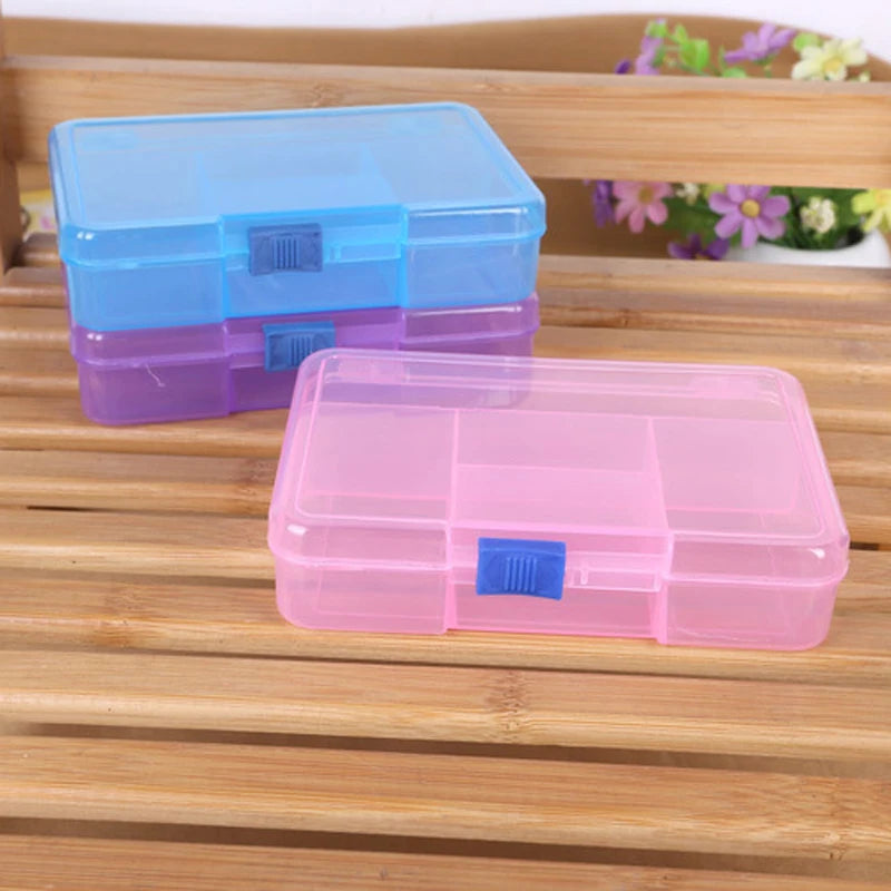 Jewelry Organizer Box 5 Grids Plastic Storage Box Case Portable Earring Bead Screw Display Organizer Nail Art Tip Case