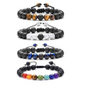 4 Pcs/Set Lava Aromatherapy Bracelet Tiger Eye Stone 7 Chakras Yoga Essential Oil Diffuser Bracelet