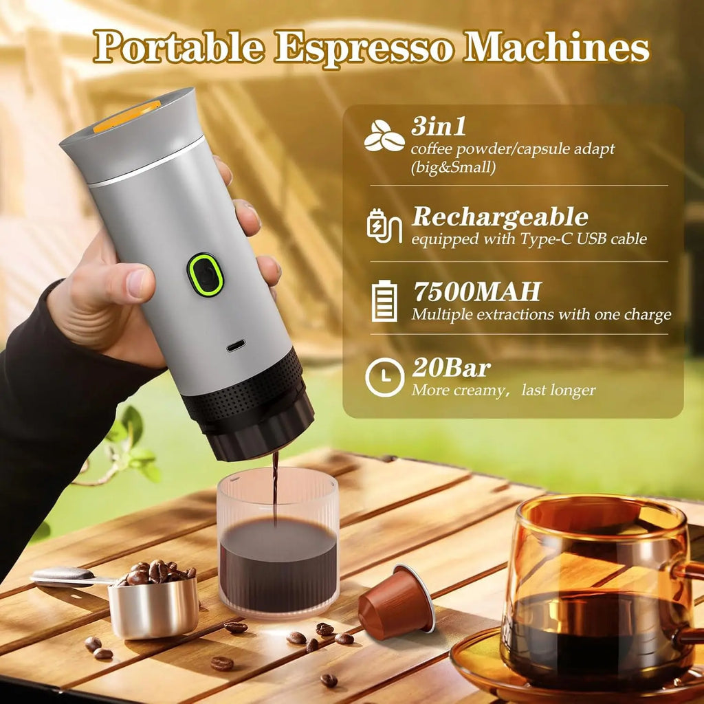 Outdoor Portable Mini Capsule Travel Portable Espresso Maker Battery Electric Car Personal Coffee Maker Machine