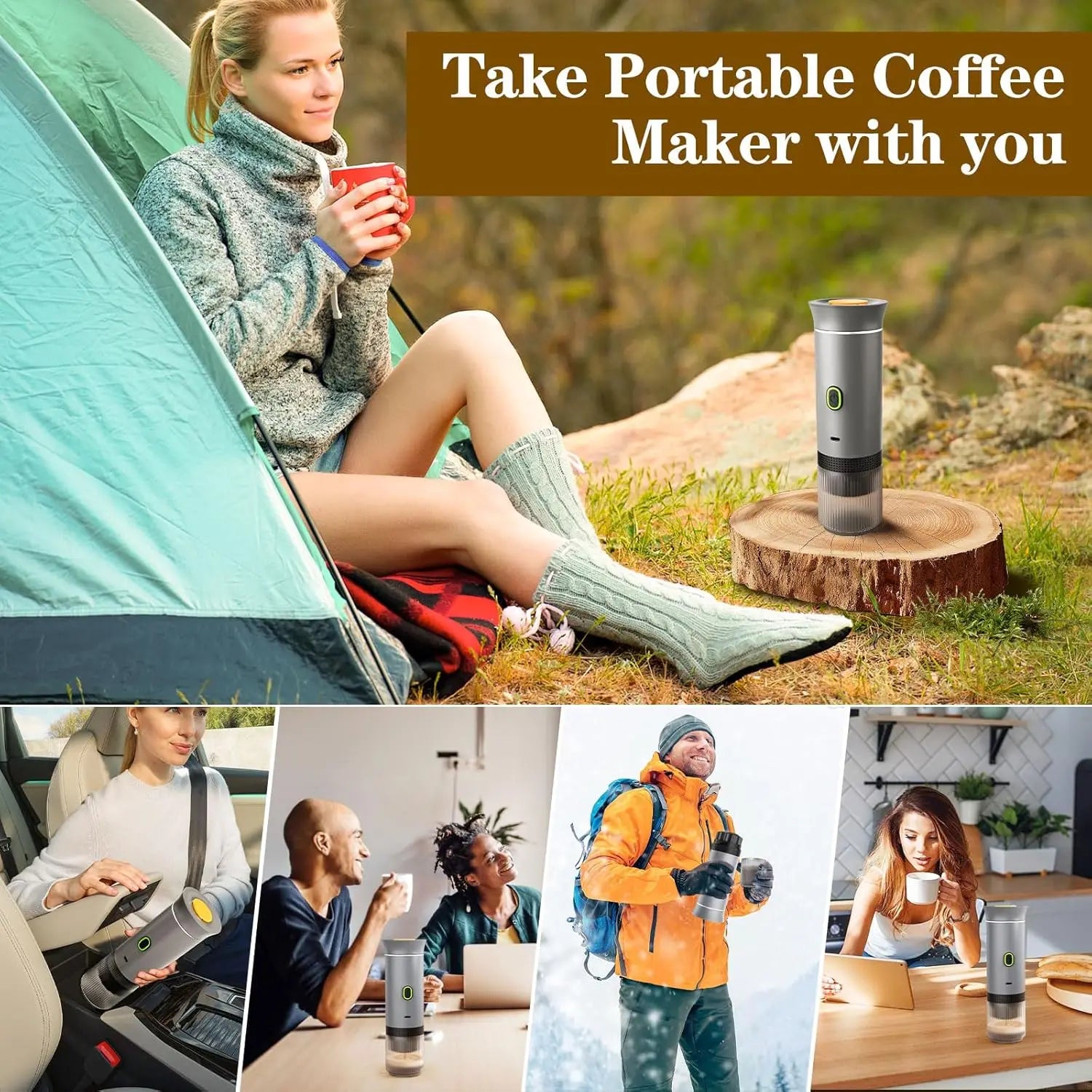 Outdoor Portable Mini Capsule Travel Portable Espresso Maker Battery Electric Car Personal Coffee Maker Machine