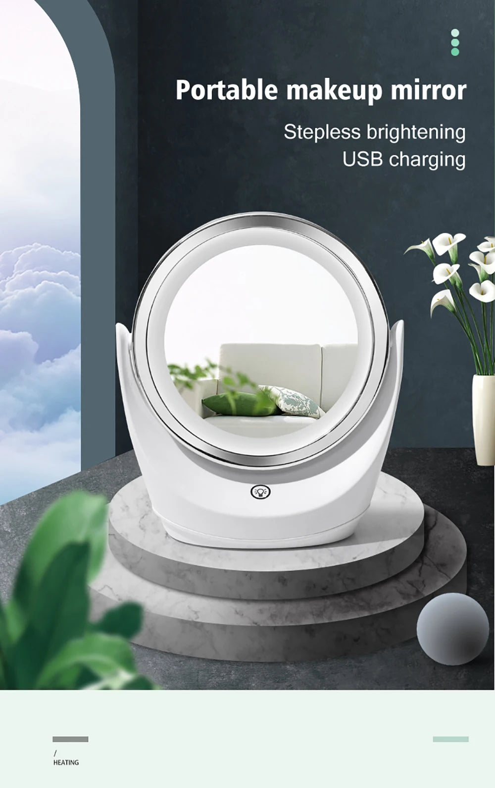 LED Makeup Mirror 1X 5X Magnification Rotating Portable Double Sided Cosmetic Mirrors With LED Light Lamp Dressing Vanity Mirror