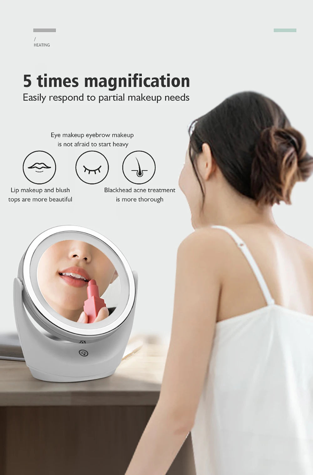 LED Makeup Mirror 1X 5X Magnification Rotating Portable Double Sided Cosmetic Mirrors With LED Light Lamp Dressing Vanity Mirror