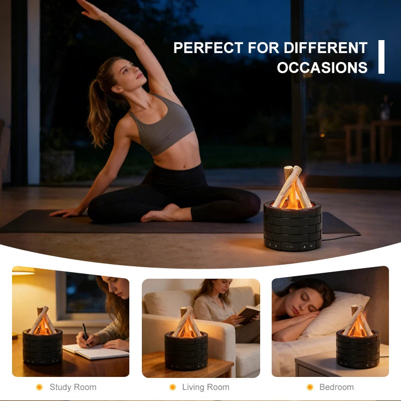 Smart Electronic USB Simulated Fire Aroma Diffuser Essential Oil Ultrasonic Flame Humidifier
