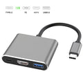 3 in 1 Usb-C Hub Male to Female HDTV-Compatible 4k Type-C to Usb 3.0 Charging Adapter for Laptop Computer Phone Converter
