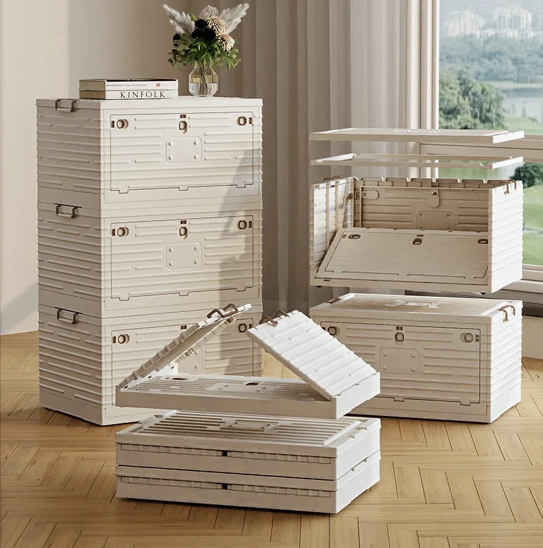 Foldable Storage Box Transparent Black Wardrobe Closet Organizer Stackable Toy Storage Foldable Plastic Storage Box