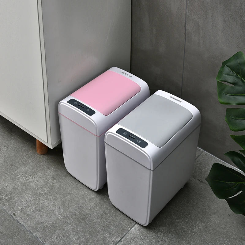 Plastic Led Smart Trash Can Sensor-type Smart Bin Intelligent Automatic  Kitchen Garbage Bin Touch-Free Garbage Can with Lid