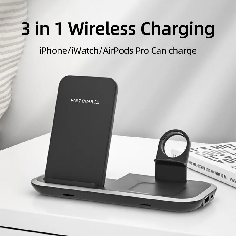 Custom 15W 3-in-1 Wireless Charger Universal 10W/7W Output Power OTP OVP Protection 5V/2A & 9V/2A Input QC2.0/PD/QC3.0