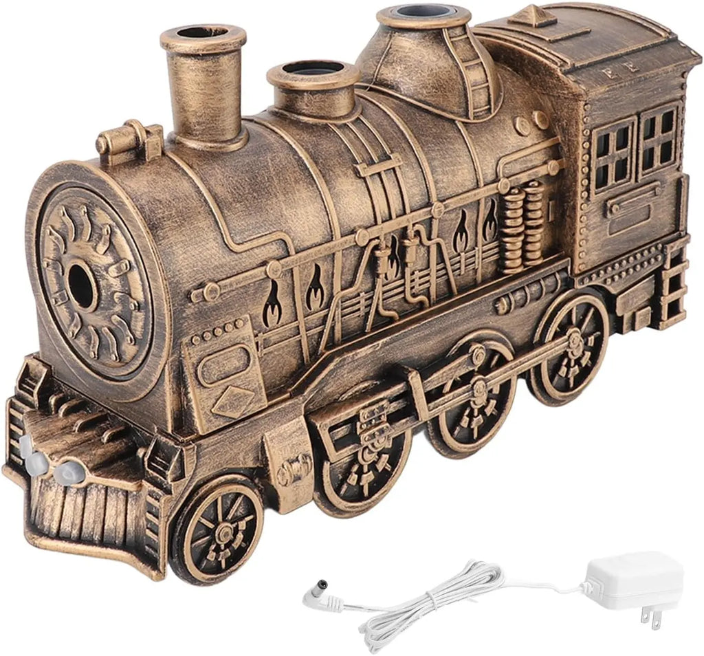 300ml Retro Train Humidifier 2-Light 2-Mist Mode Essential Oil Diffuser Easy Installation Mini Plug US Magic Train for Bedroom