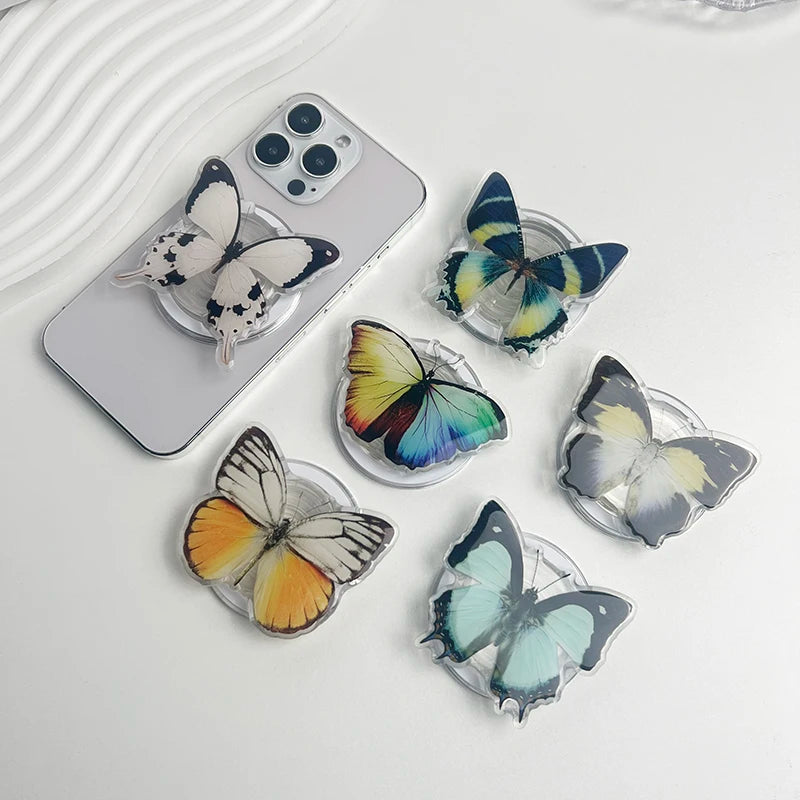 Butterflies Magnetic Mobile Phone Stand Creative Resin Butterflies Magnetic Mobile Phone Stand Custom Phone Socket Holder Grip