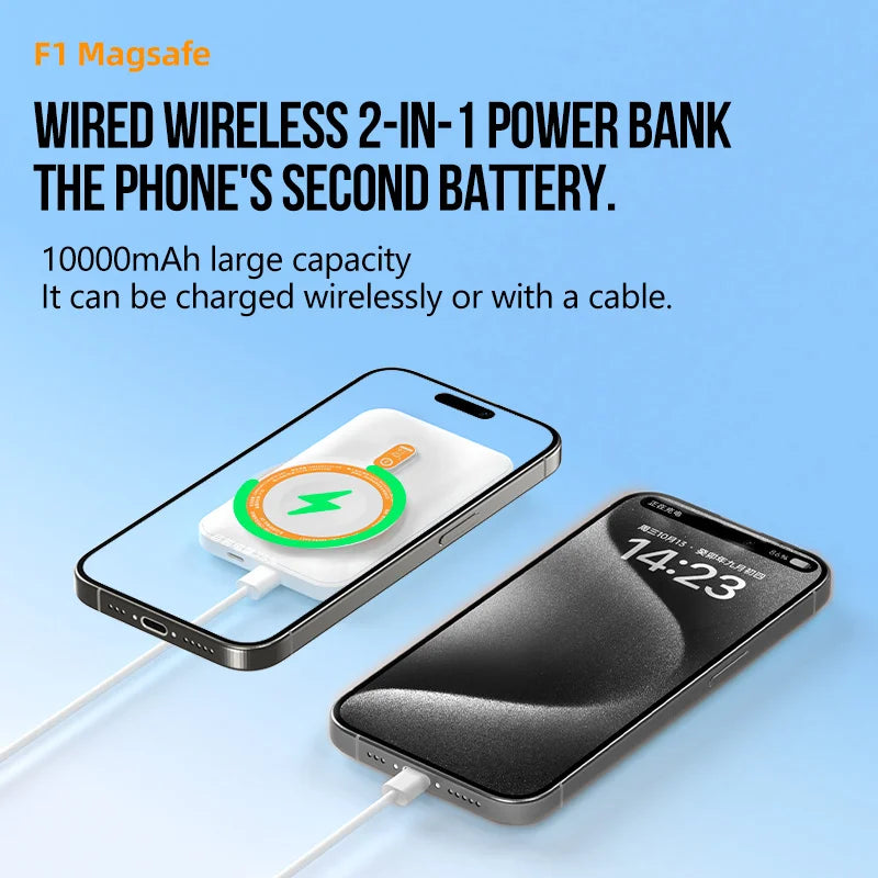 Mini Wireless Portable Magnetic Power Bank Power Station 10000 MAh Type c Wireless Magnetic Charging 2 in 1 With Fan Cooling