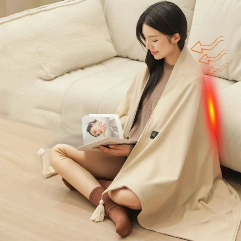 USB Heated Shawl Heated Blanket Electric Lap Blanket  Pad Warm Shawl for Winter Home Electric Blanket Heated