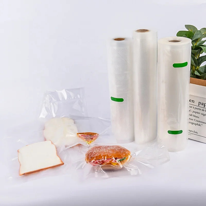 Custom Roll Biodegradable Food Grade Vacuum Storage Bags Transparent PA/PE Material 90Micron Thickness for Milk Pet Food