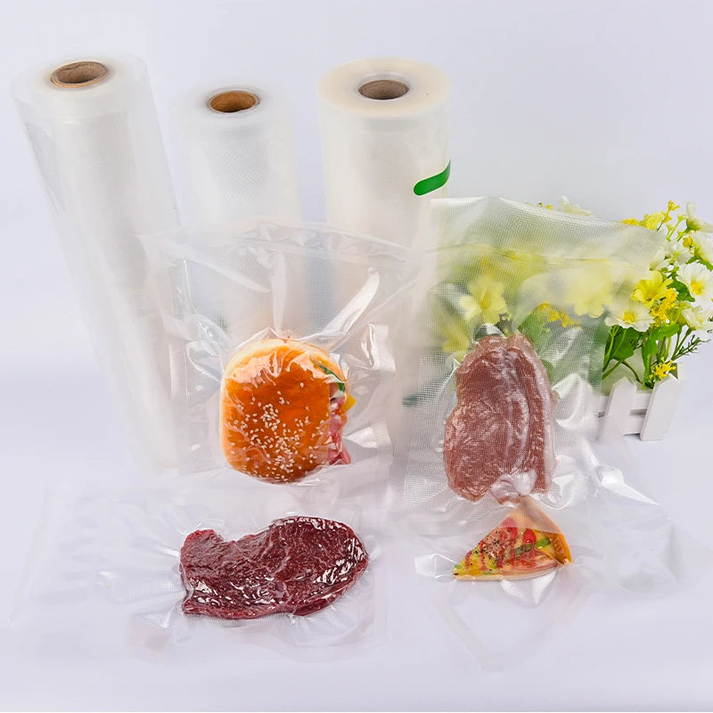 Custom Roll Biodegradable Food Grade Vacuum Storage Bags Transparent PA/PE Material 90Micron Thickness for Milk Pet Food
