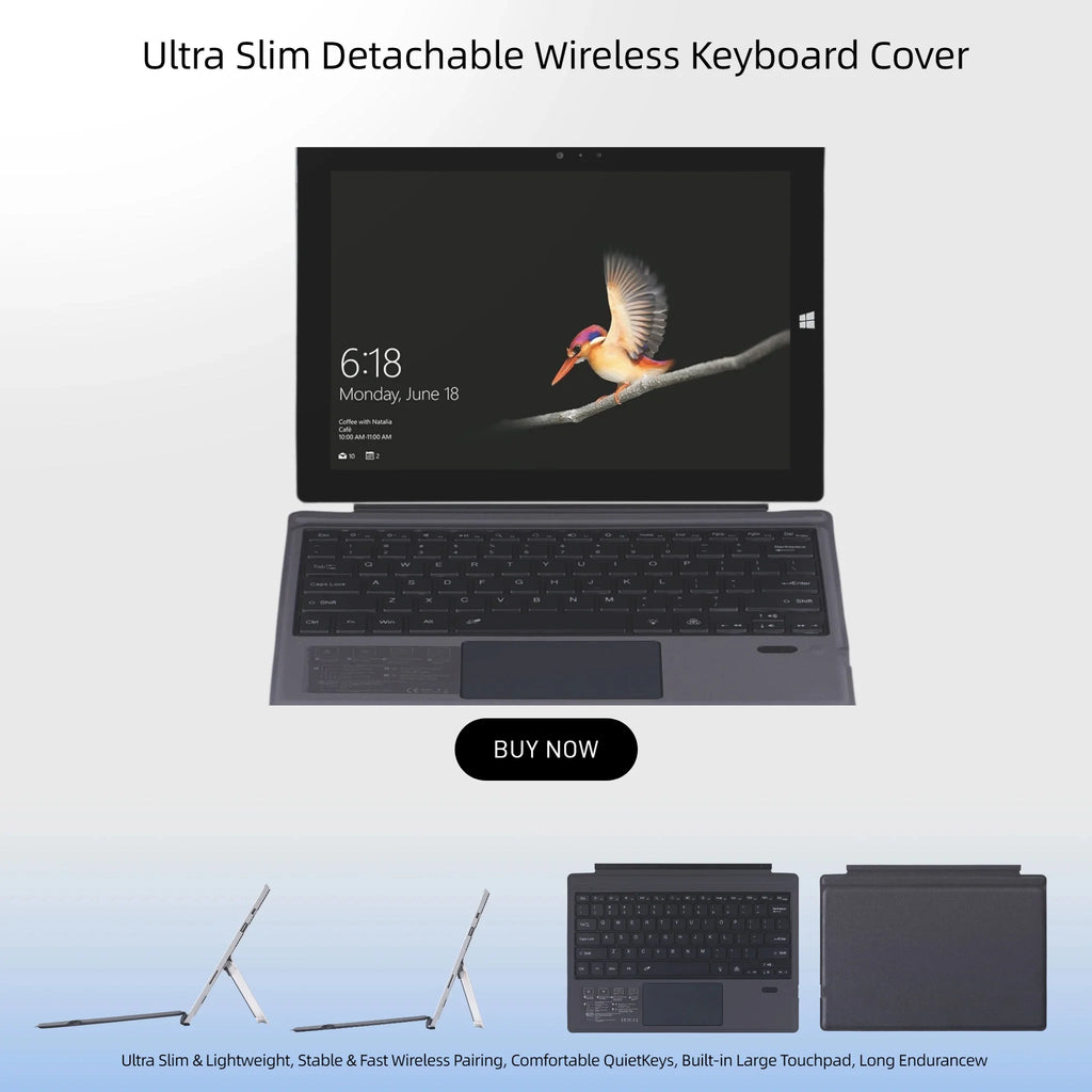 Slim BT 5.0 Wireless Keyboard with  Touchpad Multi-Device Backlit BT Wireless Keyboard for Tablet Surface Pro3 4 5 6 7  Windows