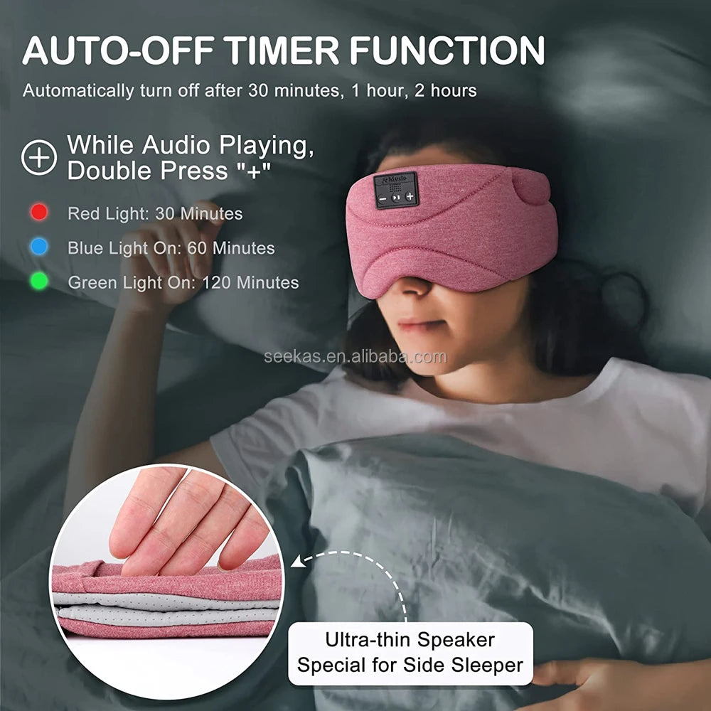 Bluetooth Sleep Mask With Thin Speakers Sleepmask With V5.2 Wireless Headphones 35 Hours Playtime for Side Sleeper Drop Shipping