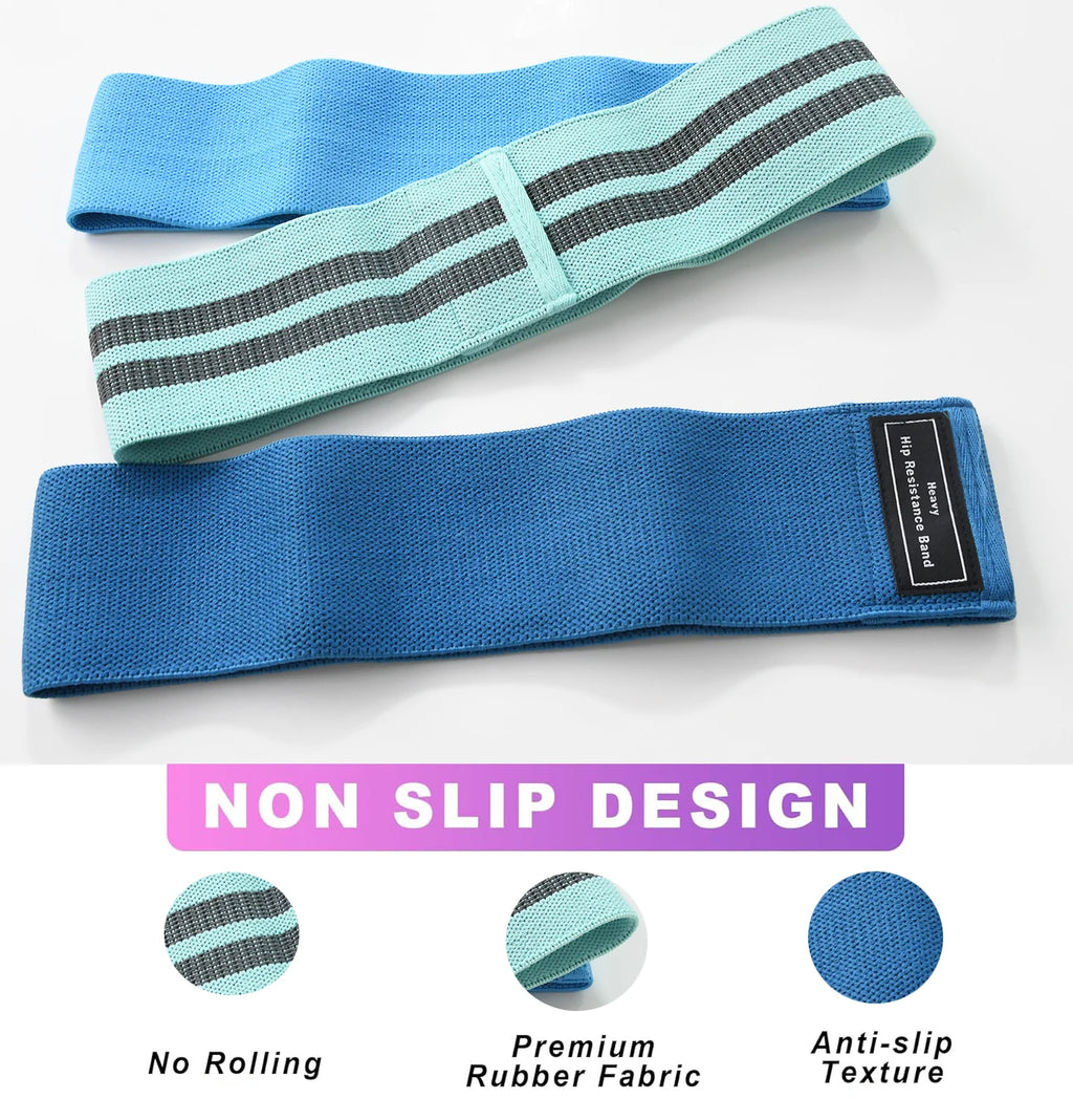 Zakerda Set of 3 Fabric Loop Resistance Bands Elastic Hip Fitness Body Building Training Yoga  Stretch Bands for Exercise