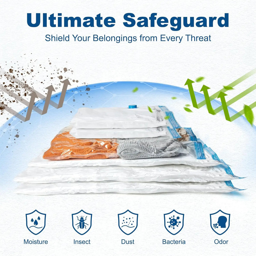 Valve for Travel Clothes Vacuum Bag Set Space Saver Vacuum Storage Bags with Pump Multifunction Transparent Modern Rectangle
