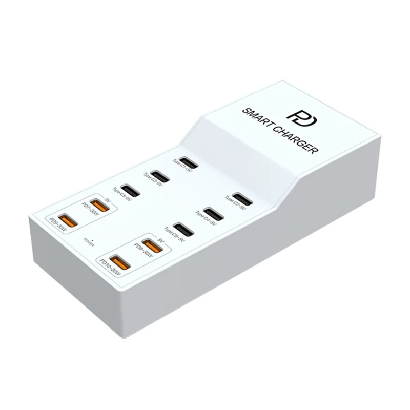 72W 10-Port PD Fast Charging Station Compact USB-C Hub for Office & Travel Simultaneous Charging for Phone, Tablet & Accessories
