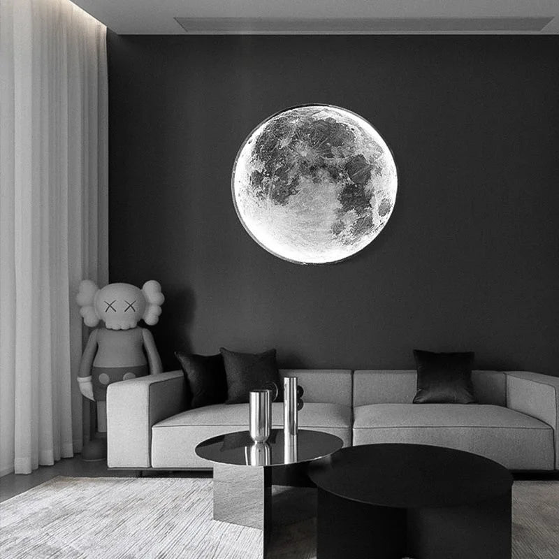 Modern LED moon wall lamp bedroom bedside lamp Nordic creative minimalist aisle living room background wall decorative wall lamp