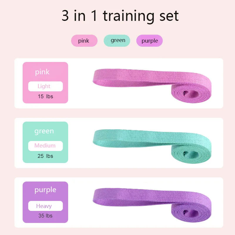 Polyester Fabric Long 3-Level Booty Resistance Bands for Fitness Yoga Stretching Exercise-Eco-Friendly & Portable