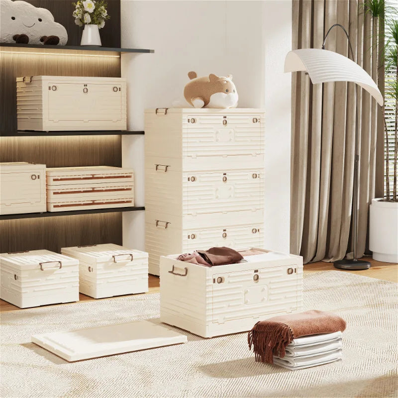 Foldable Storage Box Transparent Black Wardrobe Closet Organizer Stackable Toy Storage Foldable Plastic Storage Box
