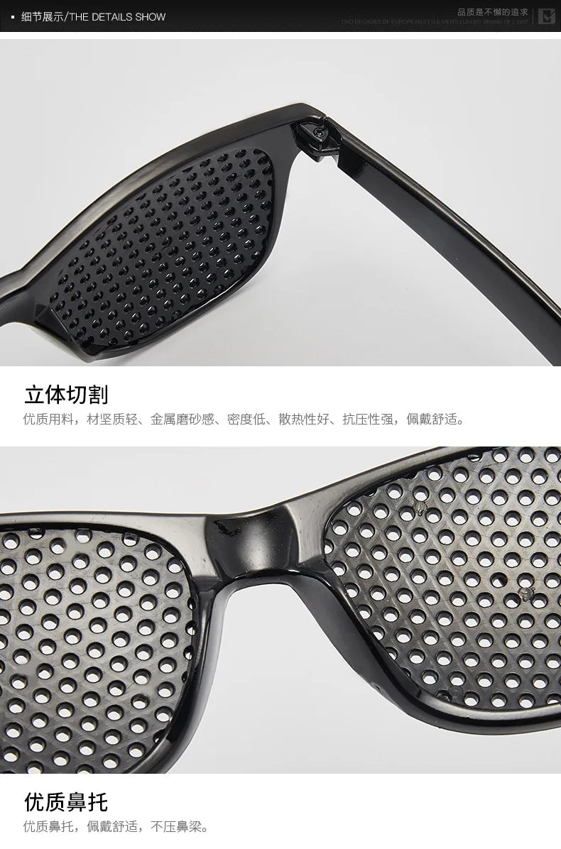 Black Eyesight Improvement Care Exercise Eyewear Glasses Training Cycling Eyewear Pin Small Hole Sunglass Camping Eyeglasses