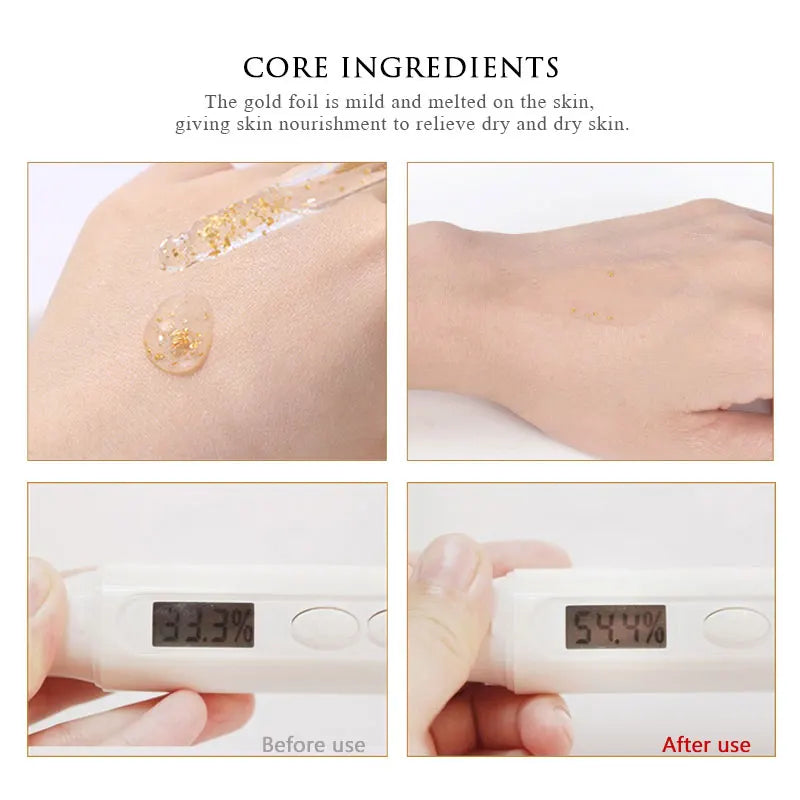 Niacinamide 24K Gold Essence 30mL + Eye Roller Massager Serum 2pcs/lot Dry Skin Moisturizing Brighten Skin