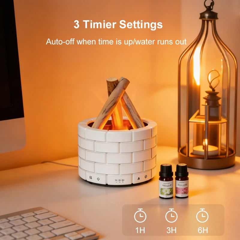 Smart Electronic USB Simulated Fire Aroma Diffuser Essential Oil Ultrasonic Flame Humidifier