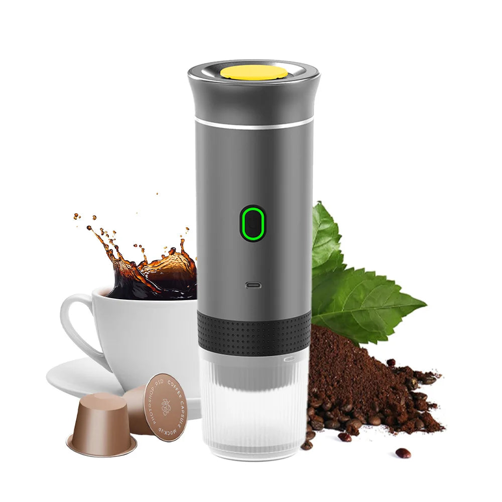 20 Bar Automatic Portable Espresso Maker Battery/USB Fast Heating Household Car Use Spanish Compatible Ground Coffee Capsules