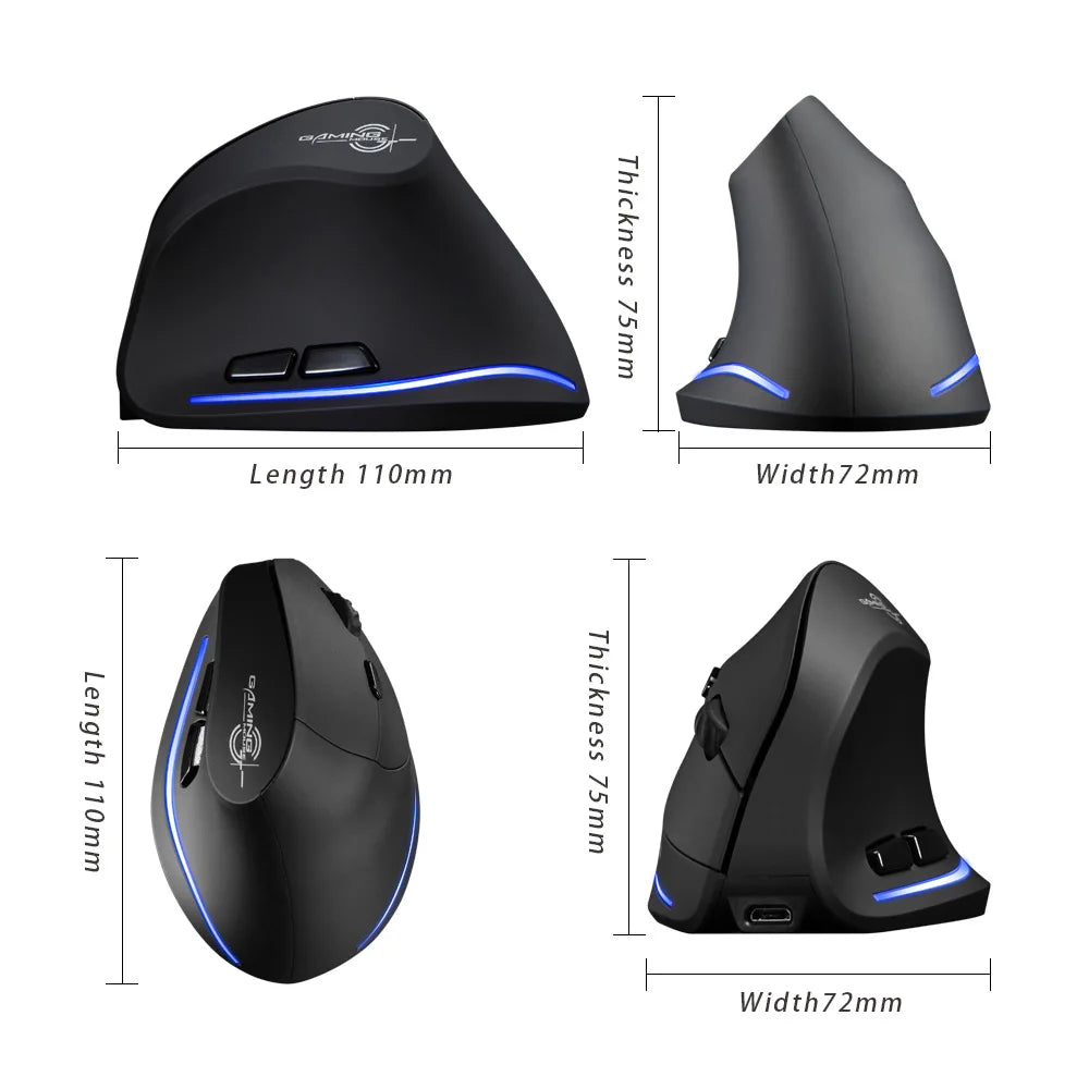 ZELOTES F35B 3-mode 2.4GHz Wireless MOUSE  RGB Backlit Vertical Gaming Mouse Rechargeable PC/Laptop Compatible 7 Buttons