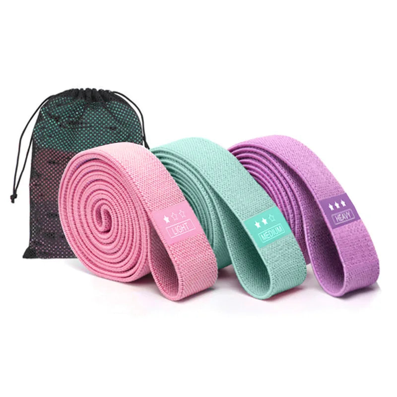 Polyester Fabric Long 3-Level Booty Resistance Bands for Fitness Yoga Stretching Exercise-Eco-Friendly & Portable
